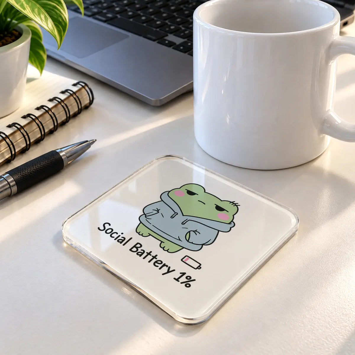 Social Battery acrylic coaster - ARTIVA
