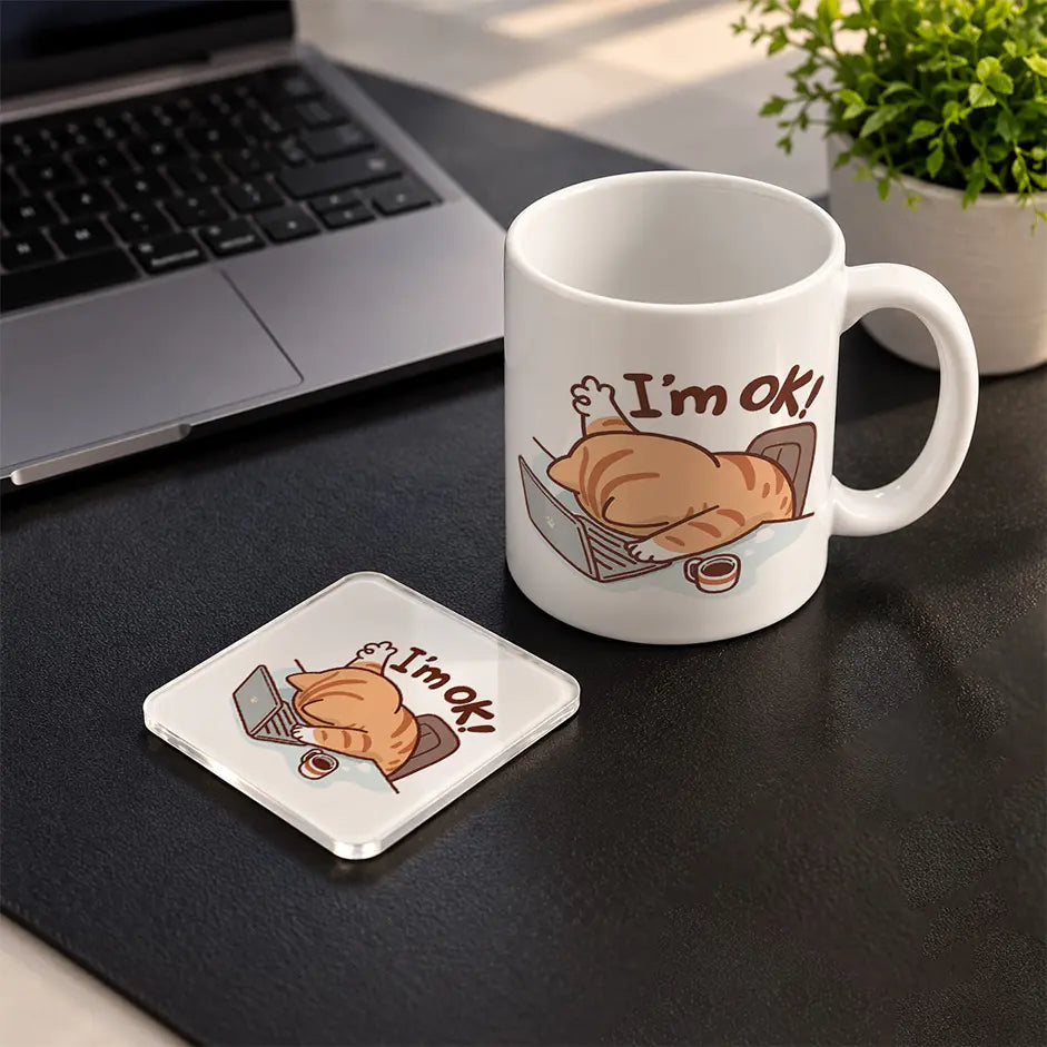 Im Okay Set mug and acrylic coaster set - ARTIVA