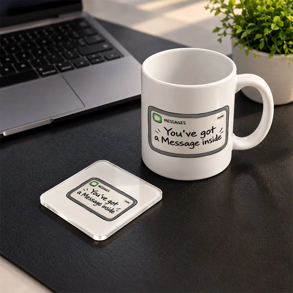 Message Inside Set mug and acrylic coaster set - ARTIVA