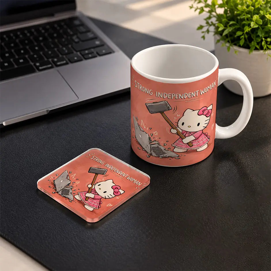 Strong Woman Set mug and acrylic coaster set - ARTIVA