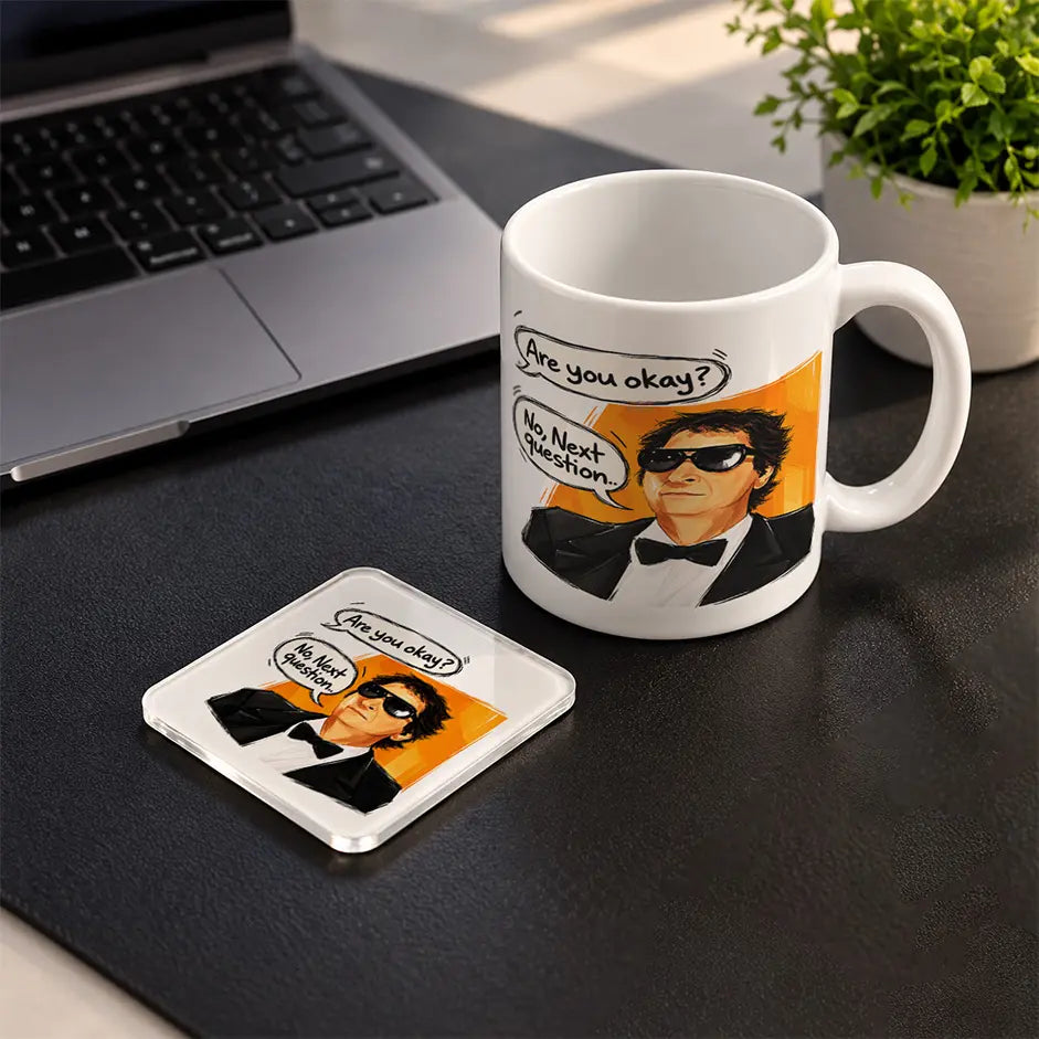 No Next Question mug and acrylic coaster set - ARTIVA