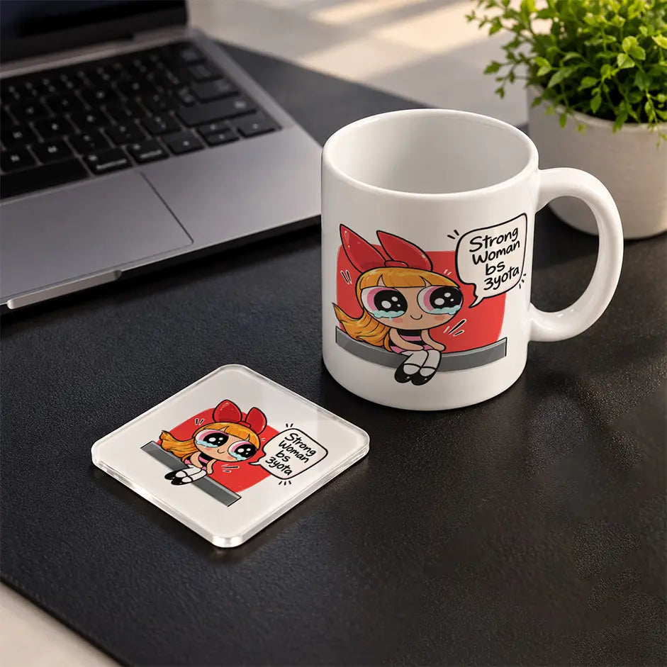 Power Girl Set mug and acrylic coaster set - ARTIVA