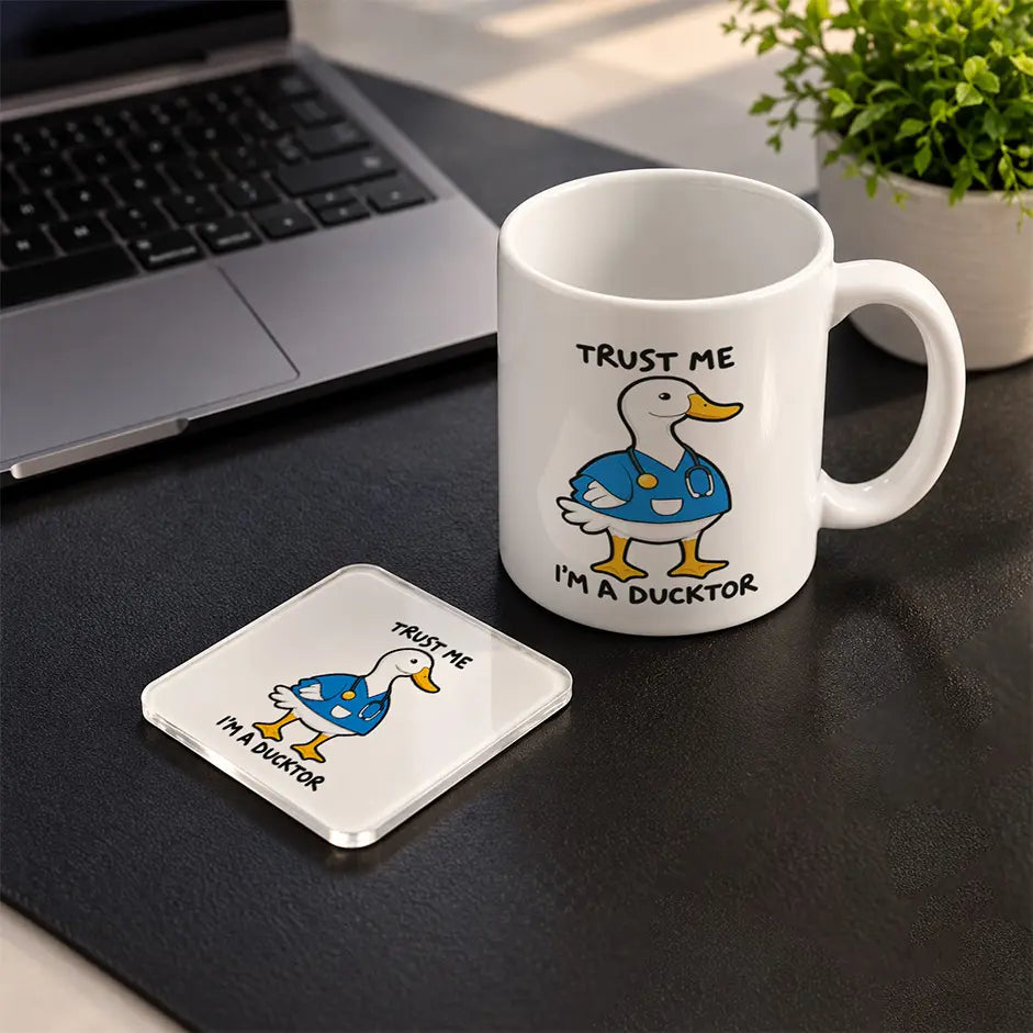 Ducktor Set mug and acrylic coaster set - ARTIVA