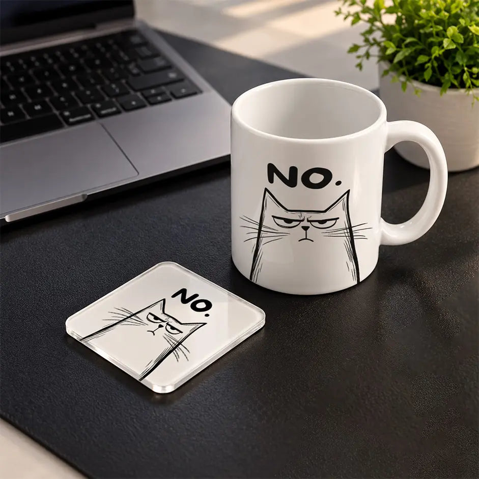 Grumpy Cat Set mug and acrylic coaster set - ARTIVA