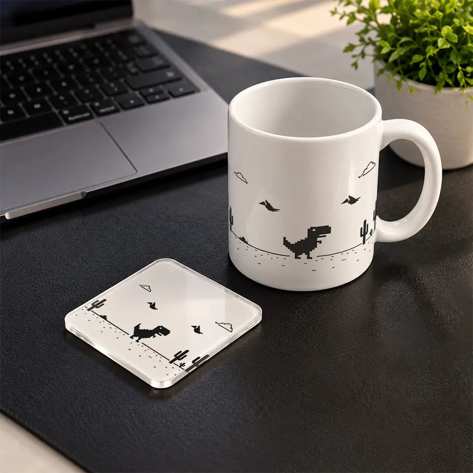 Horror Face Set mug and acrylic coaster set - ARTIVA
