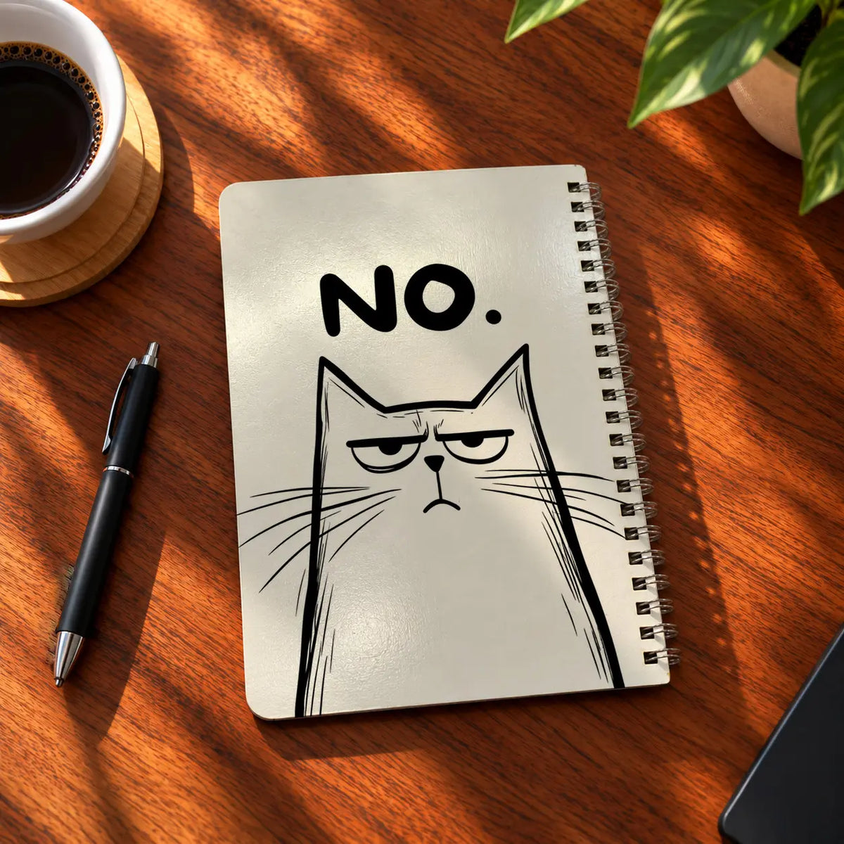 No Cat A5 wooden notebook with high-quality printed cover - ARTIVA