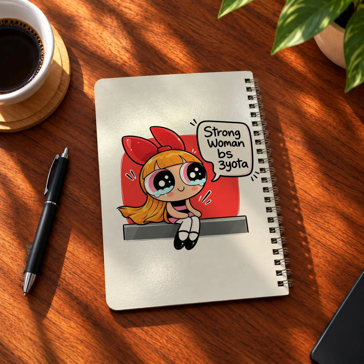 Power Puff A5 wooden notebook with high-quality printed cover - ARTIVA