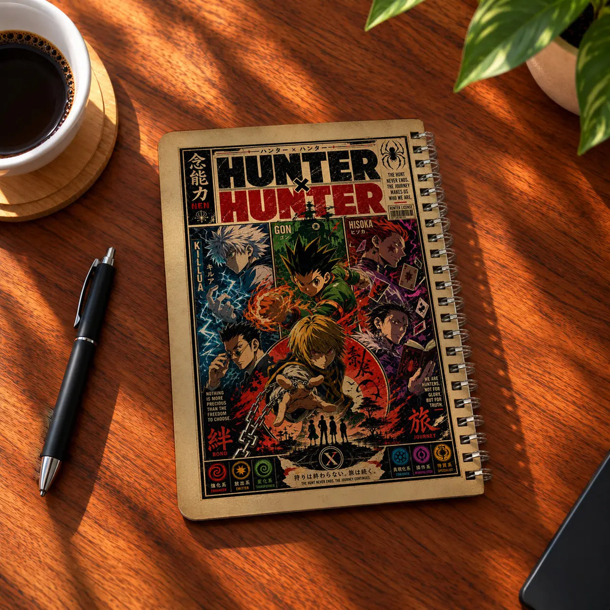 Hunter Manga A5 wooden notebook with high-quality printed cover - ARTIVA