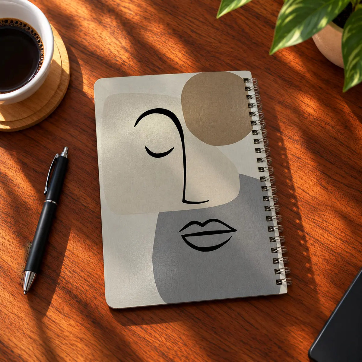 Modern Face A5 wooden notebook with high-quality printed cover - ARTIVA