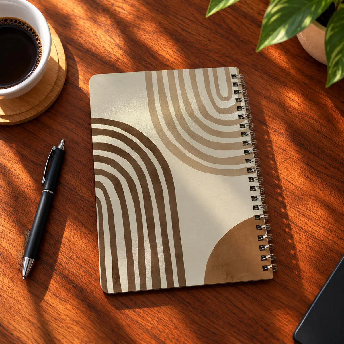 Soft Shapes A5 wooden notebook with high-quality printed cover - ARTIVA
