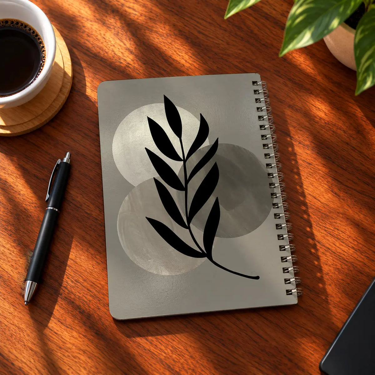 Leaf Study A5 wooden notebook with high-quality printed cover - ARTIVA