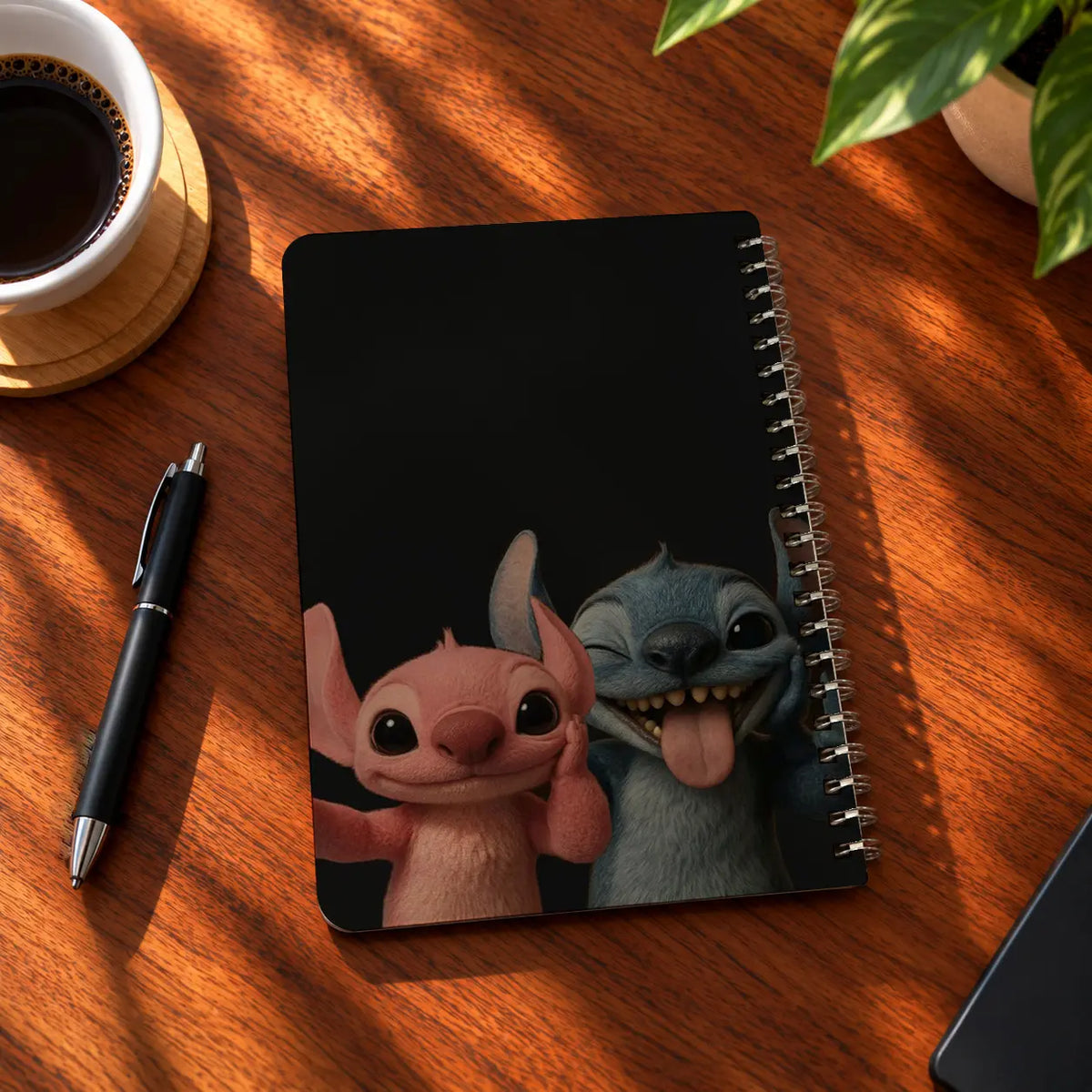 Stitch & Angel A5 wooden notebook with high-quality printed cover - ARTIVA