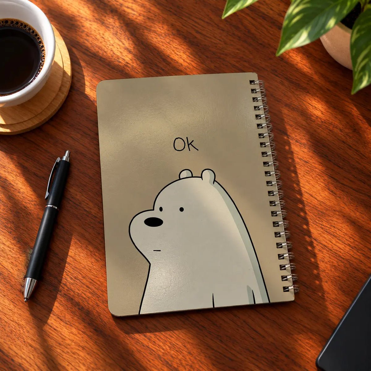 Okay Ghost A5 wooden notebook with high-quality printed cover - ARTIVA