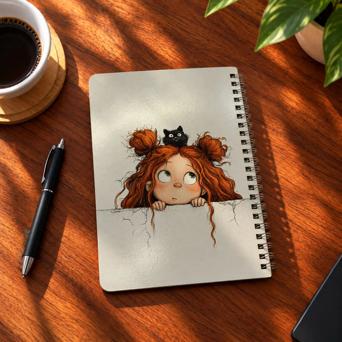 Autumn Girl A5 wooden notebook with high-quality printed cover - ARTIVA