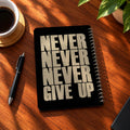 Never Give Up A5 wooden notebook with high-quality printed cover - ARTIVA