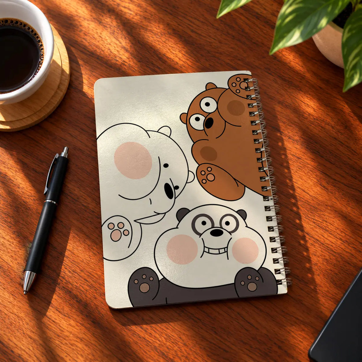 Bear Friends A5 wooden notebook with high-quality printed cover - ARTIVA