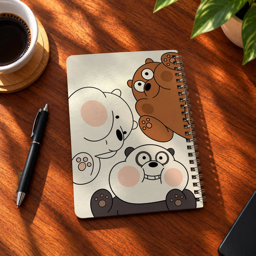Bear Friends A5 wooden notebook with high-quality printed cover - ARTIVA