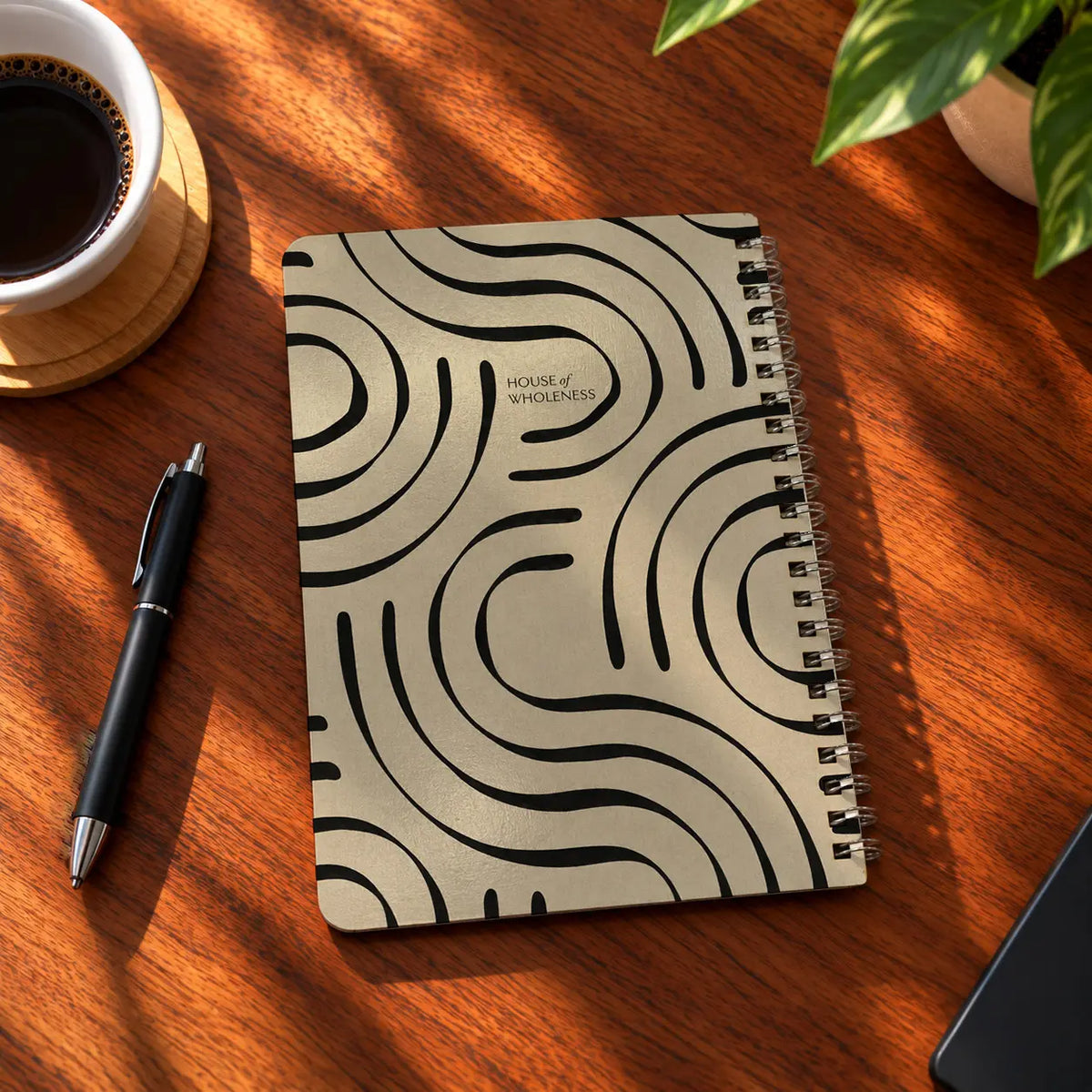 Flow Lines A5 wooden notebook with high-quality printed cover - ARTIVA