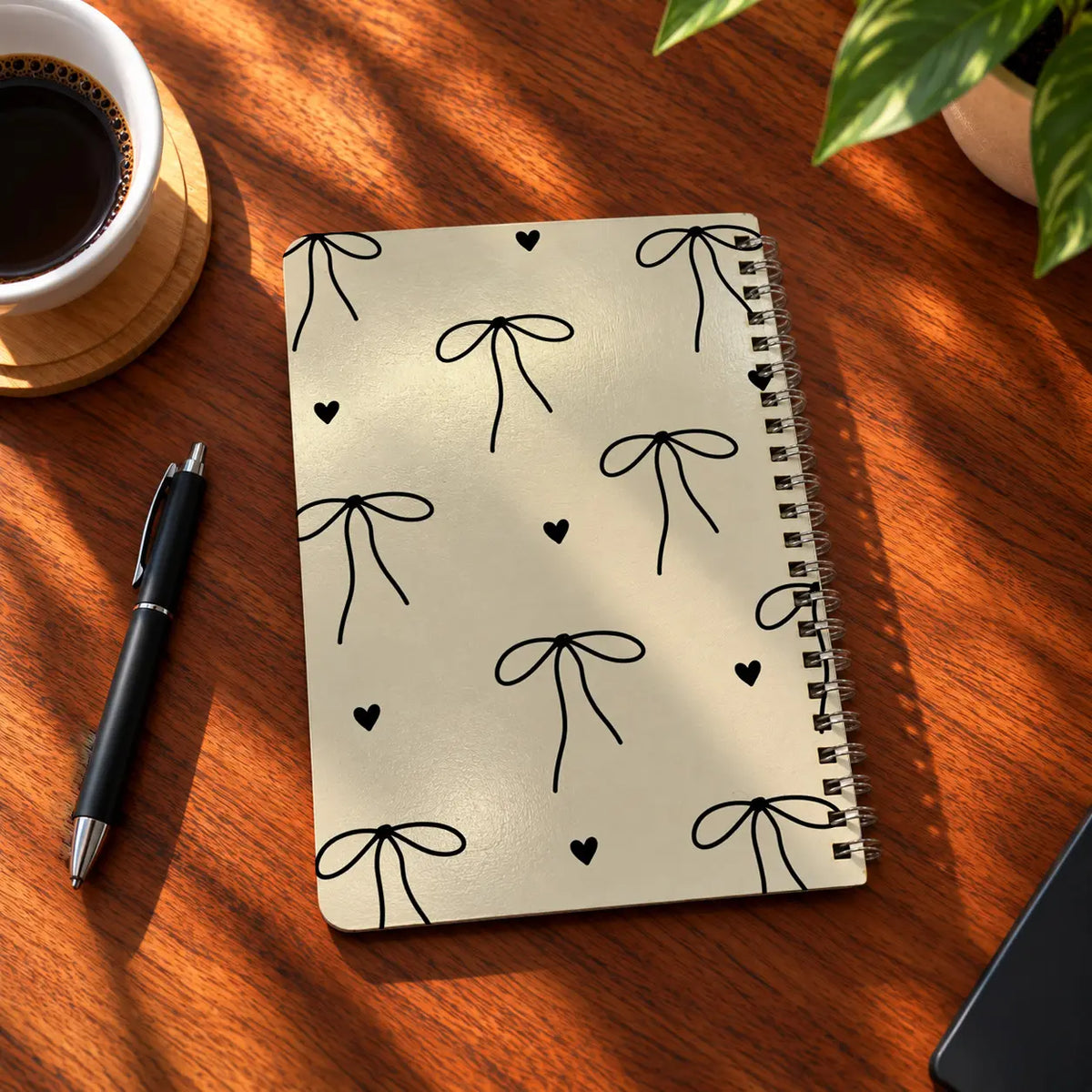 Ribbon Bows A5 wooden notebook with high-quality printed cover - ARTIVA