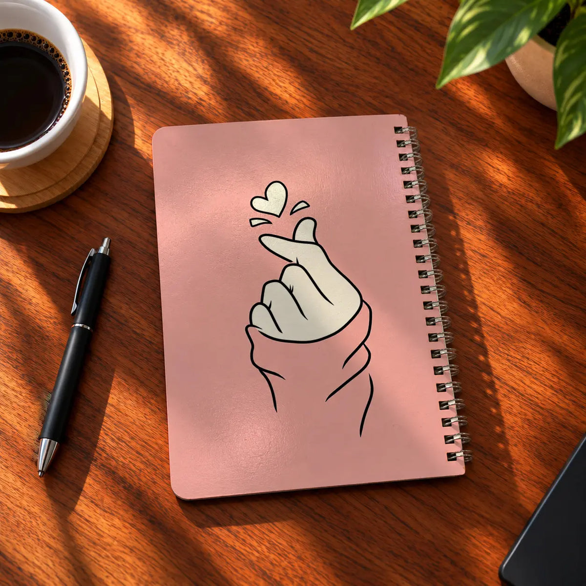 Finger Heart A5 wooden notebook with high-quality printed cover - ARTIVA