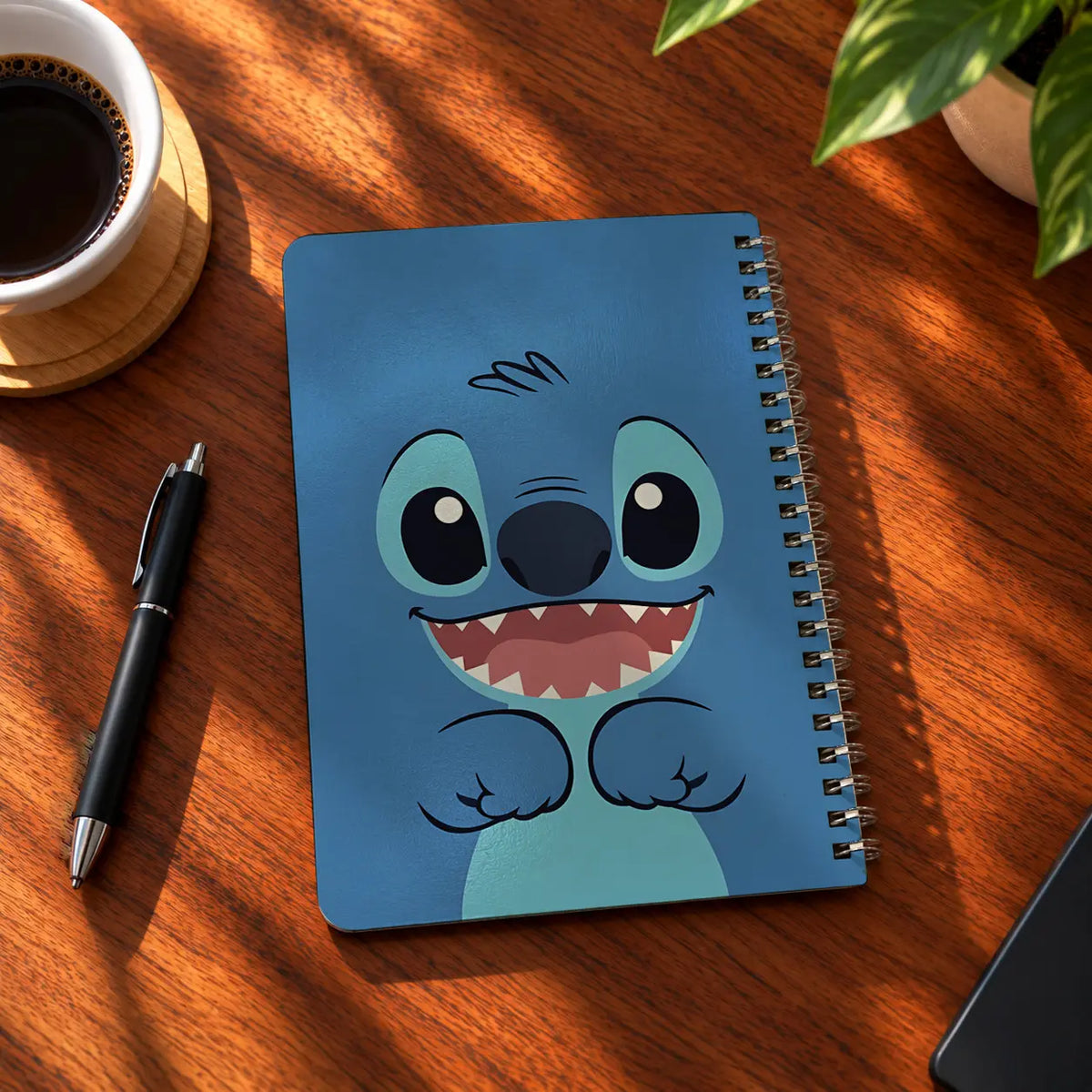 Stitch Blue A5 wooden notebook with high-quality printed cover - ARTIVA