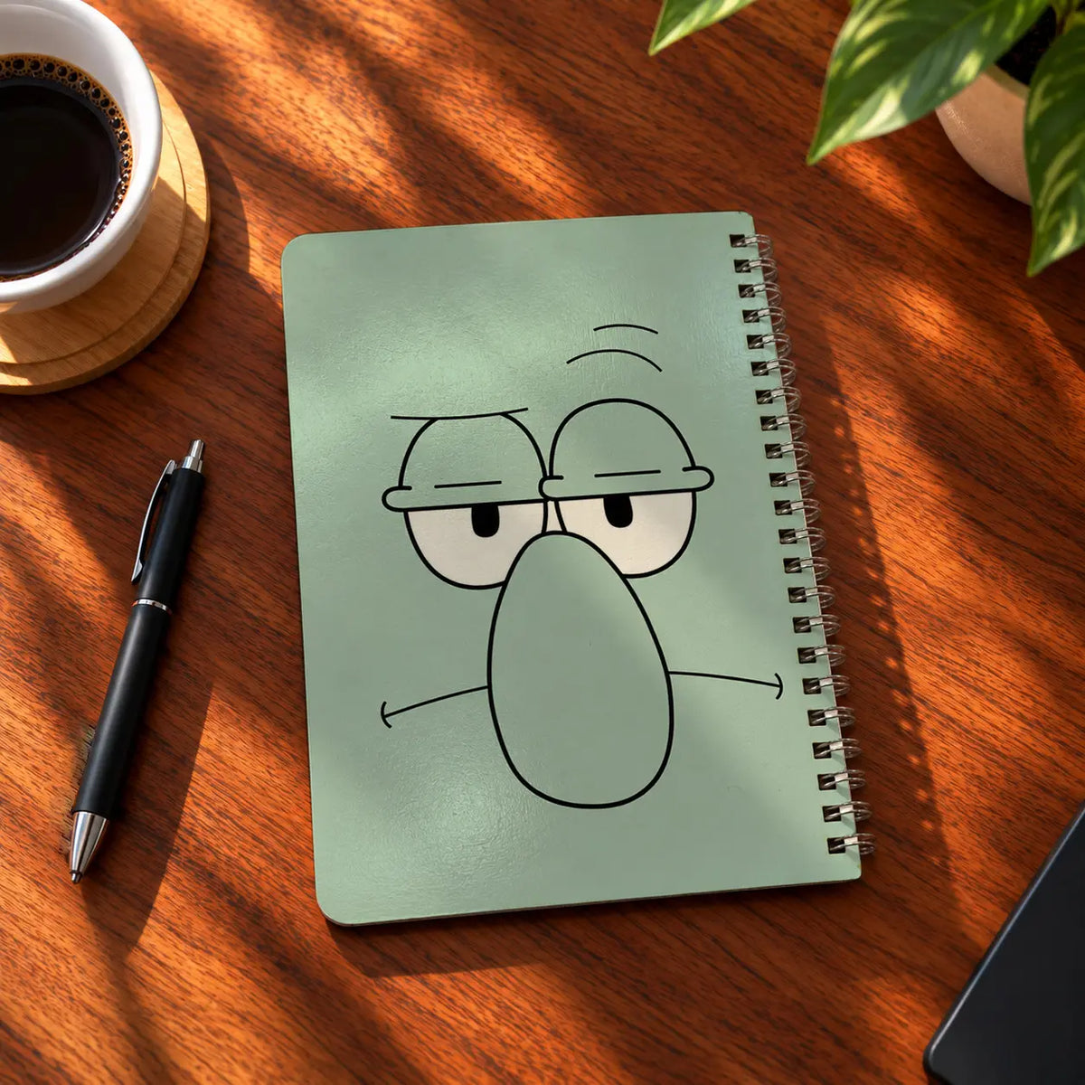 Squidward A5 wooden notebook with high-quality printed cover - ARTIVA